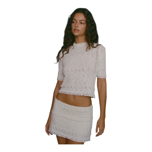 With Jean White Crochet Sweater - Picture 4 of 12